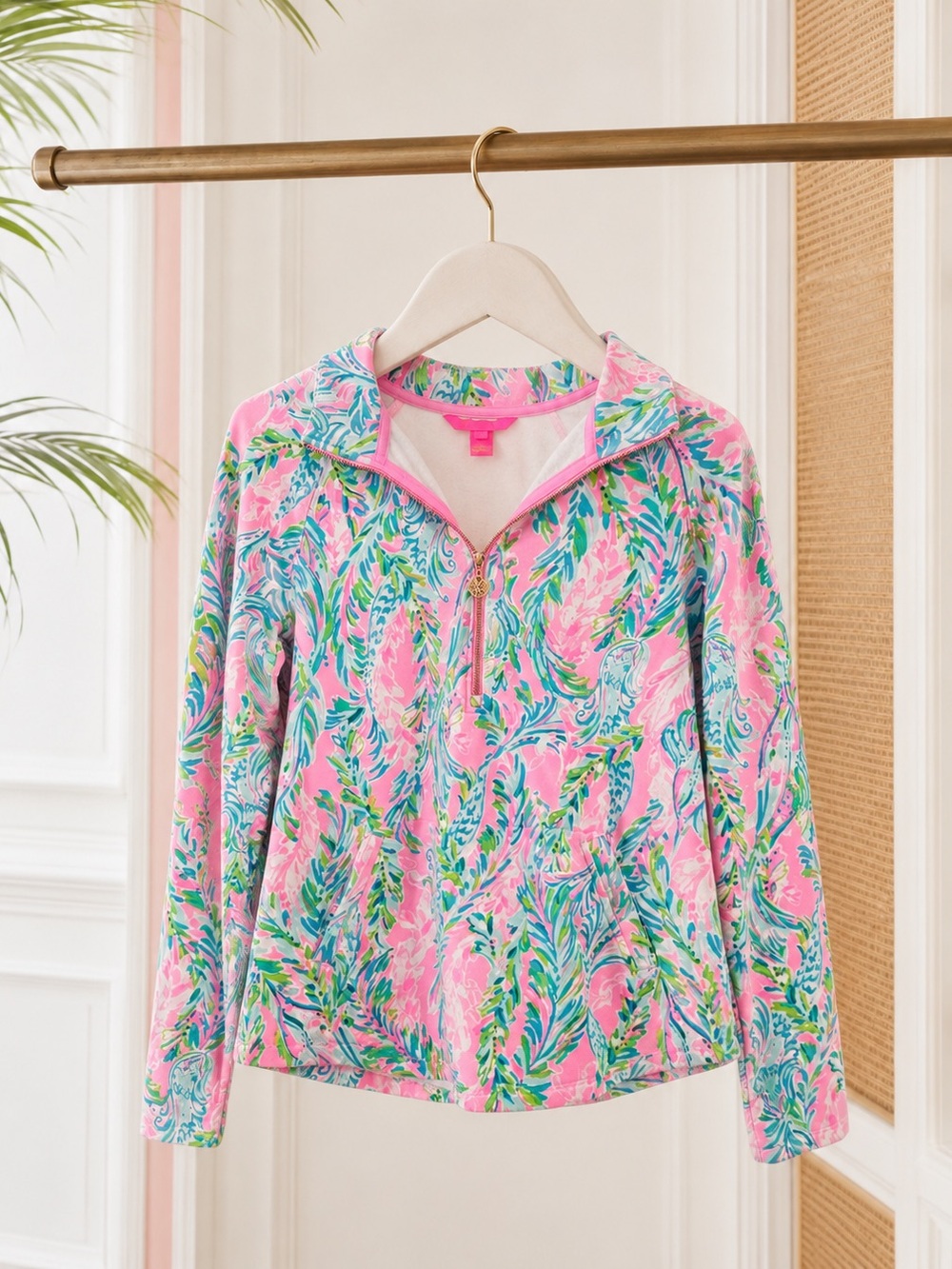 Lilly Pulitzer Pink Multi Floral Half-Zip Utility Jacket
